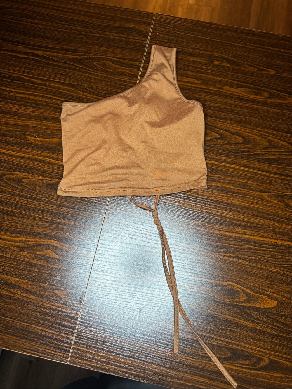 Urban Outfitters One-Shoulder Chestnut Tie-Front Crop Top
